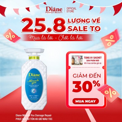 Dầu xả phục hồi hư tổn giữ màu tóc nhuộm tẩy Diane Perfect Beauty Miracle You Damage Repair 450ml
