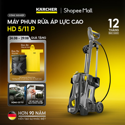 Máy phun rửa áp lực cao Karcher HD 5/11P với thời gian  hoạt động lên đến 1 giờ áp lực từ 110-160 bar dây áp lực dài 10m