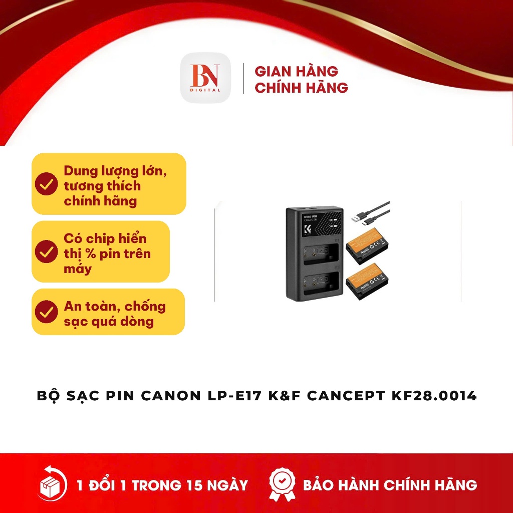 Bộ pin sạc máy ảnh xịn K&F Concept LP-E17 1250mAH - KF28.0014