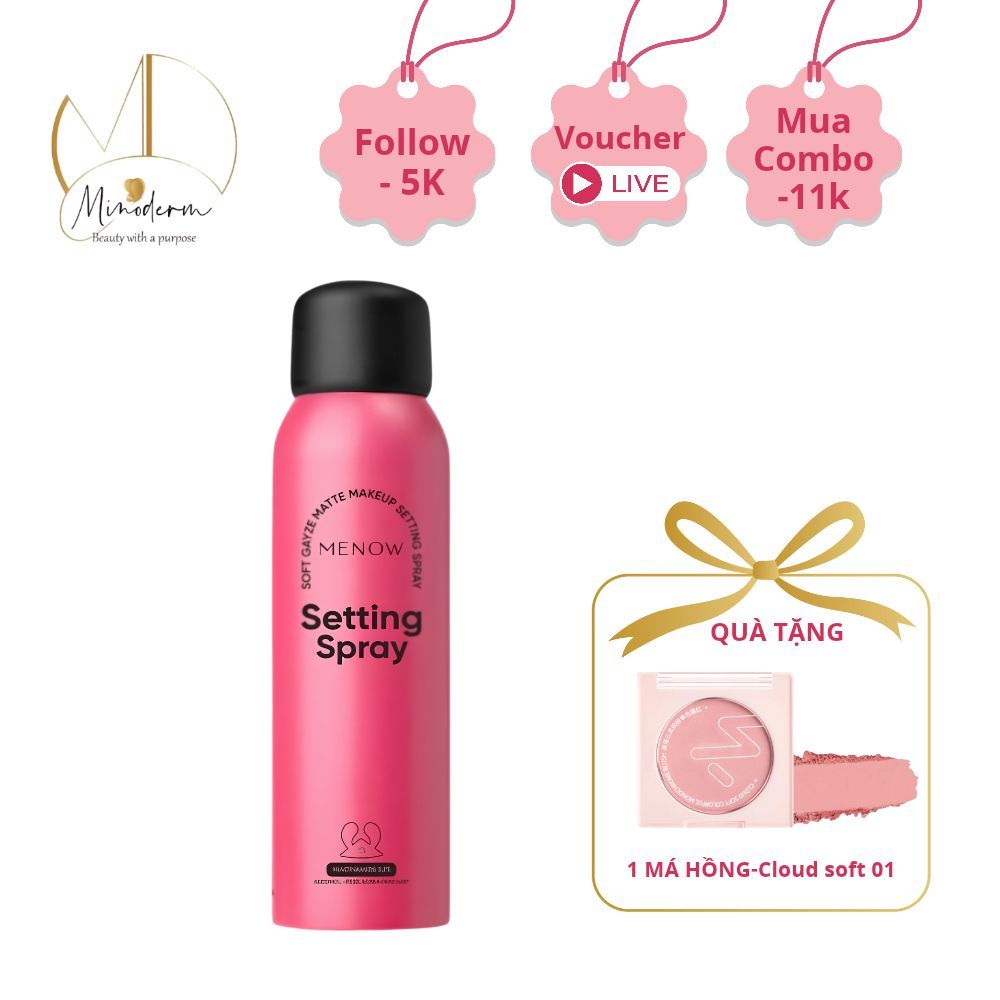 Ảnh 2 của Xịt khóa nền MENOW SETTING SPRAY lâu trôi, cấp ẩm, hơi thở sương mù 100ml