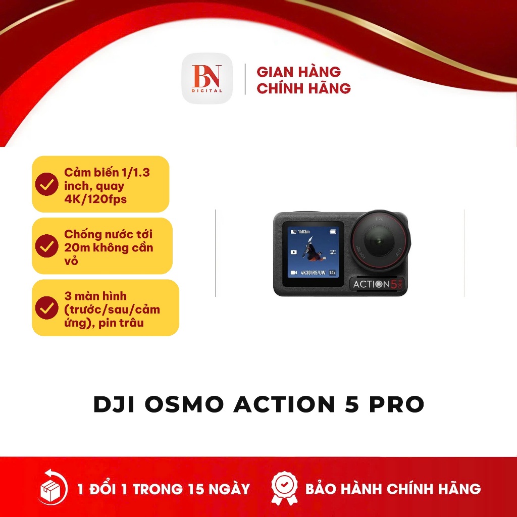 [ Bảo Hành 12 Tháng ] Máy Quay Hành Động DJI Osmo Action 5 Pro Adventure Combo