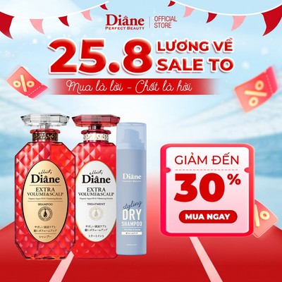 Combo gội xả Moist Diane Extra Volume & Scalp 450ml*2 + Dầu gội khô Dry Shampoo