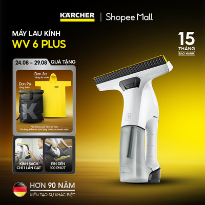 (Sản xuất Ý) Máy lau kính cầm tay Karcher WV 6 Plus - Thời gian sử dụng đến 100 phút - Làm sạch nhanh chóng
