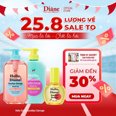 Bộ dầu gội dầu xả tinh dầu dưỡng tóc giữ màu tóc nhuộm Hello, Diane! Goodbye Damage Repairing