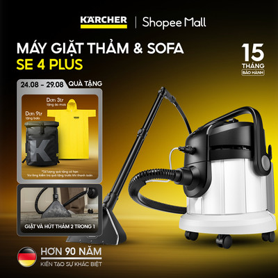 (Sản xuất Châu Âu) Máy giặt thảm, Sofa Karcher SE 4 Plus - Công suất 1000W - Làm sạch thảm, sofa và hút bụi đa năng dùng