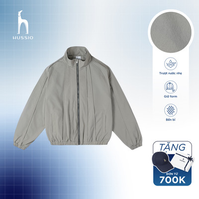 [MÀU XÁM] Áo Khoác Dù Nhám Nam Form Up Boxy Tôn Dáng, Chất Liệu Dày Dặn Trượt Nước Cản Gió Cao Cấp - HUSSIO