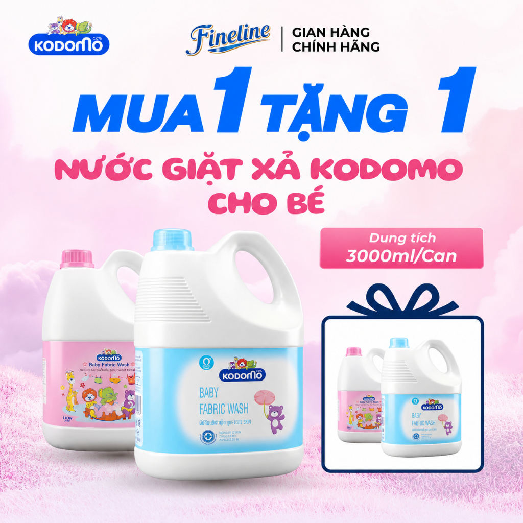 ( Ngọt Ngào + Dịu Nhẹ ) Nước giặt xả KODOMO 3000ml an toàn cho bé