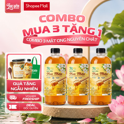 Combo 3 Chai Mật Ong Nguyên Chất Lạc Yên Foods Chất Sánh Đặc Không Pha Tạp Chất