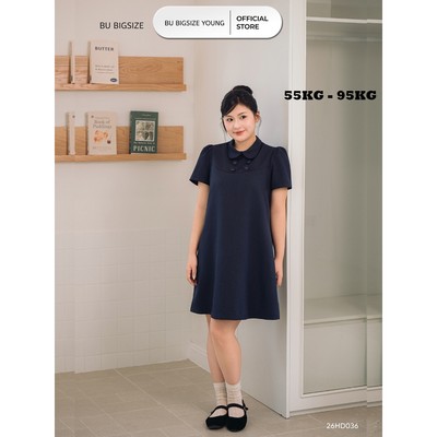 Đầm suông cổ sen cúc bọc BIGSIZE (55kg đến 95kg) – 26HD036 - [BU Bigsize Young]