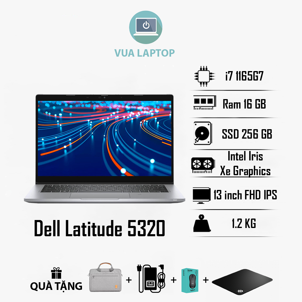 Laptop Dell Latitude 5320 Core i7 Gen 11 | RAM 16GB | Màn 13.3" FHD | Máy Văn Phòng Siêu Nhỏ Gọn, Mạ