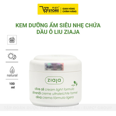 Kem dưỡng ẩm Ziaja Olive Oil Cream Light Formula 100ml - cấp ẩm sâu, dịu nhẹ, dành cho mọi loại da