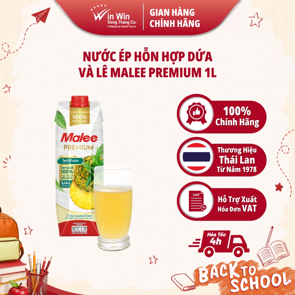 Nước Ép Hỗn Hợp Dứa Và Lê Malee Premium 1L - Nhập Khẩu Thái Lan