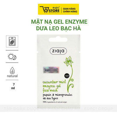 Mặt nạ gel enzyme chiết xuất Dưa Leo Bạc Hà Ziaja Cucumber Mint Enzyme Gel Face Mask 7ml - Cấp ẩm, làm dịu da