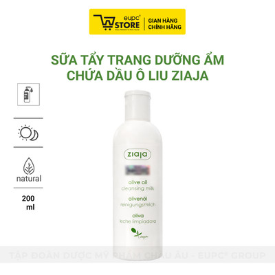 Sữa tẩy trang dưỡng ẩm Ziaja Olive Oil Cleansing Milk 200ml - Làm sạch dịu nhẹ, dưỡng ẩm da