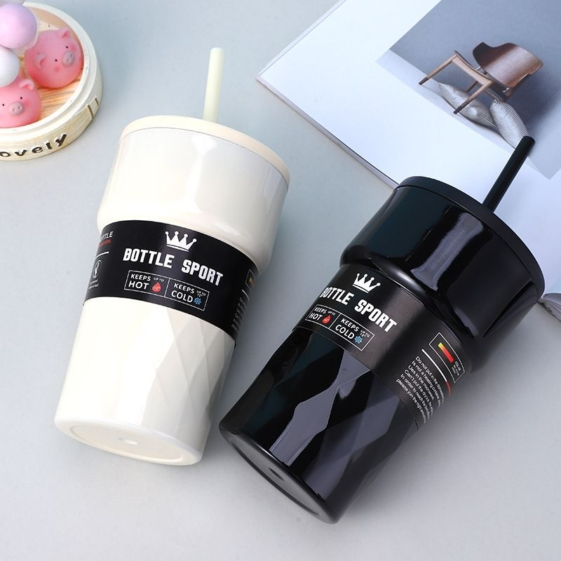 Bình nước giữ nhệt bottle sport chất liệu inox giữ nhiệt tốt kèm ống hút - Ly Giữ Nhiệt Inox Bottle 