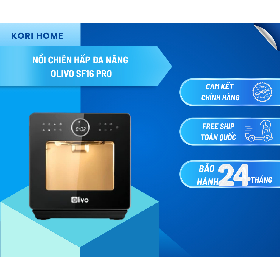 [Chính hãng] Nồi chiên hơi nước Olivo SF16 pro,70 chức năng, thể tích 16 lít, công suất 2800w