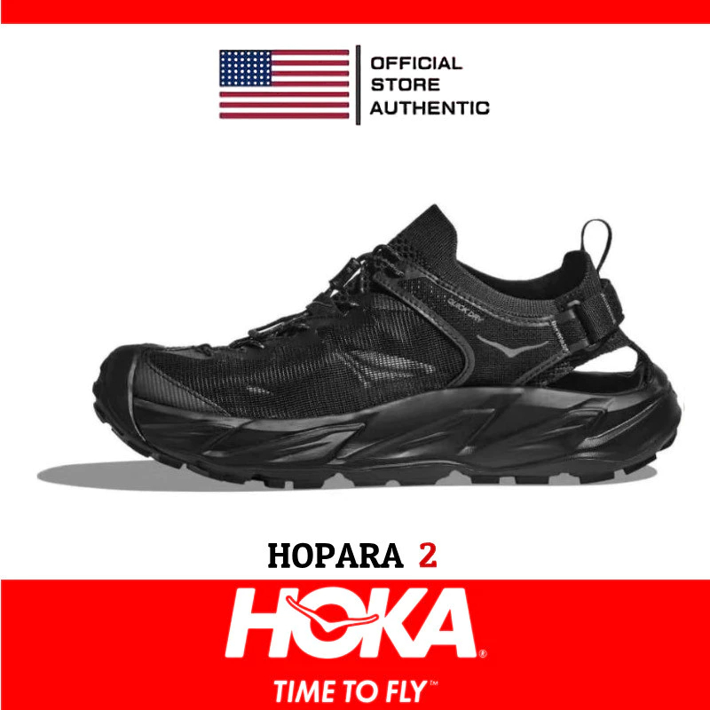 100% Genuine HOKA One One Hopara 2 Men's Sneakers Breathable Sports Sandals Black
