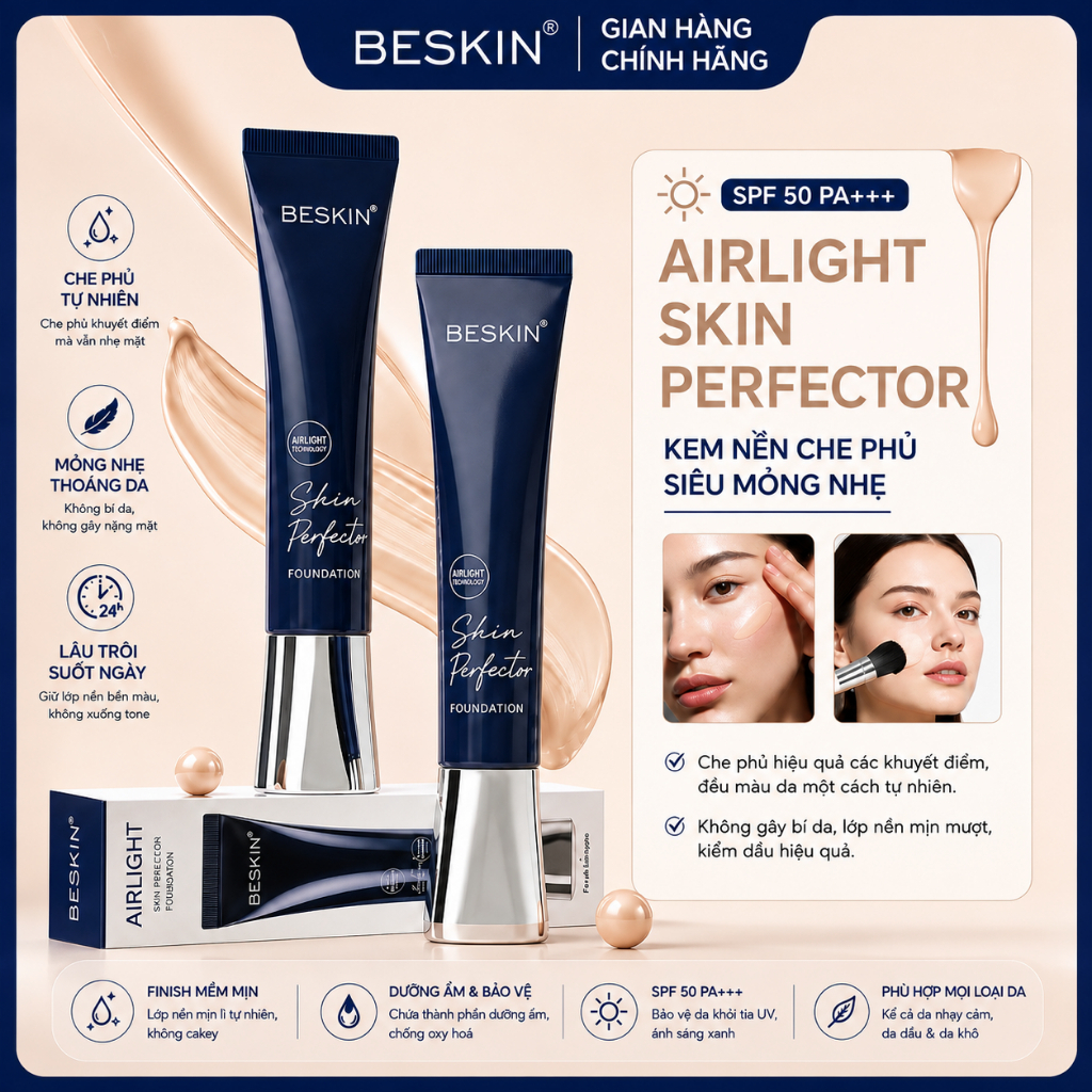 [new] KEM NỀN TRANG ĐIỂM, DƯỠNG DA, CHỐNG NẮNG ĐA NẮNG " Ainlight Skin Perpector" - Dung tích: 20g -