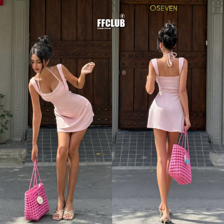 ĐẦM VANILLA THUN POLY PHỐI REN TÔN DÁNG FFCLUB