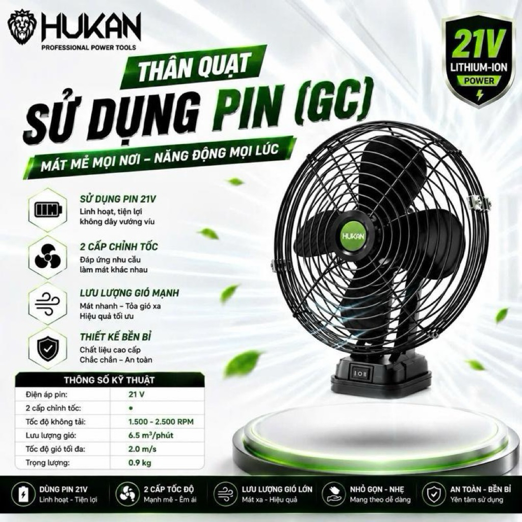 HUKAN CHÍNH HÃNG : HUKAN CHÍNH HÃNG : THÂN QUẠT SỬ DỤNG PIN -GC-EFBM5408