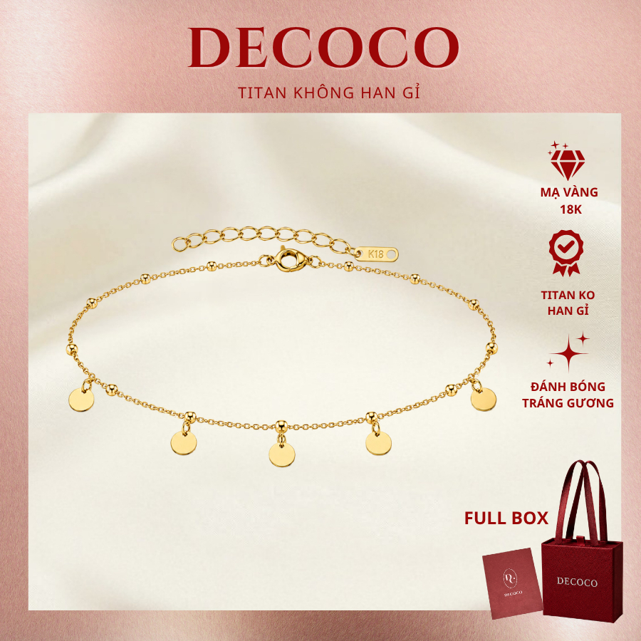 Lắc chân BELLY charm tròn không đen gỉ DECOCO ( kèm Túi giấy + Hộp + Thiệp )