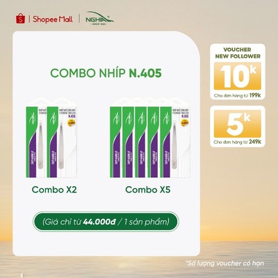 [COMBO] Nhíp Nhổ Lông Mày Đầu Xéo Inox Kềm Nghĩa N.405