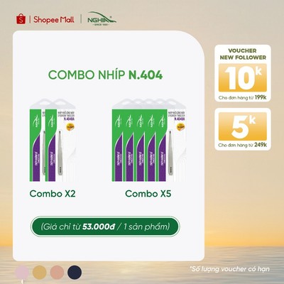 [COMBO] Nhíp Nhổ Lông Mày Đầu Ngang 3 Màu Inox Kềm Nghĩa N.404