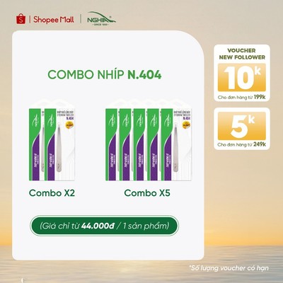 [COMBO] Nhíp Nhổ Lông Mày Đầu Ngang Inox Kềm Nghĩa N.404