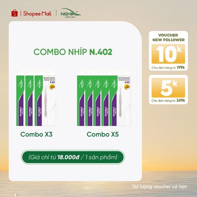 [COMBO] Nhíp Nhổ Lông Mày Đầu Xéo Inox Kềm Nghĩa N.402