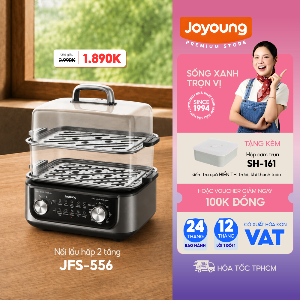 Nồi hấp kèm lẩu dung tích 16L đa công năng Joyoung JFS-556