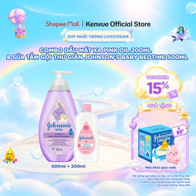 Combo Dầu Mát Xa Pink Oil 200ml & Sữa tắm Johnson's Baby 500ml