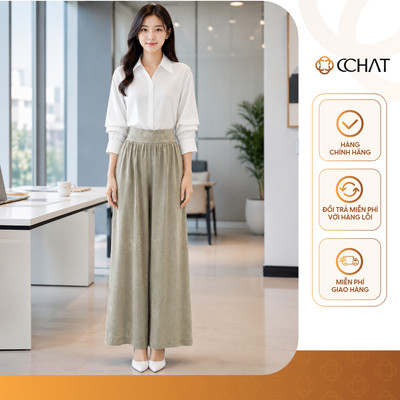 Quần Ống Rộng 𝐂𝐂𝐇𝐀𝐓 Dáng Suông Lotus Hiệu Ứng Loang Hiện Đại Chất Liệu Đũi Xước 16QDD2046ST