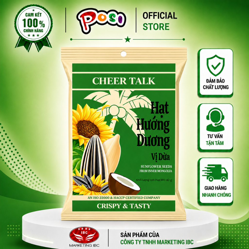 Hạt Hướng Dương Vị Dừa CHEER TALK 40g – Hạt Hướng Dương Ăn Liền Tiện Lợi, Vị Dừa Thơm Béo - Posi Sna