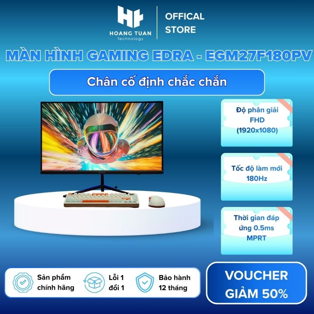 Màn Hình Gaming EDRA EGM27F180PV (27inch | FHD | IPS | 180Hz | 0.5ms), tốc độ làm mới: 180Hz, thời g