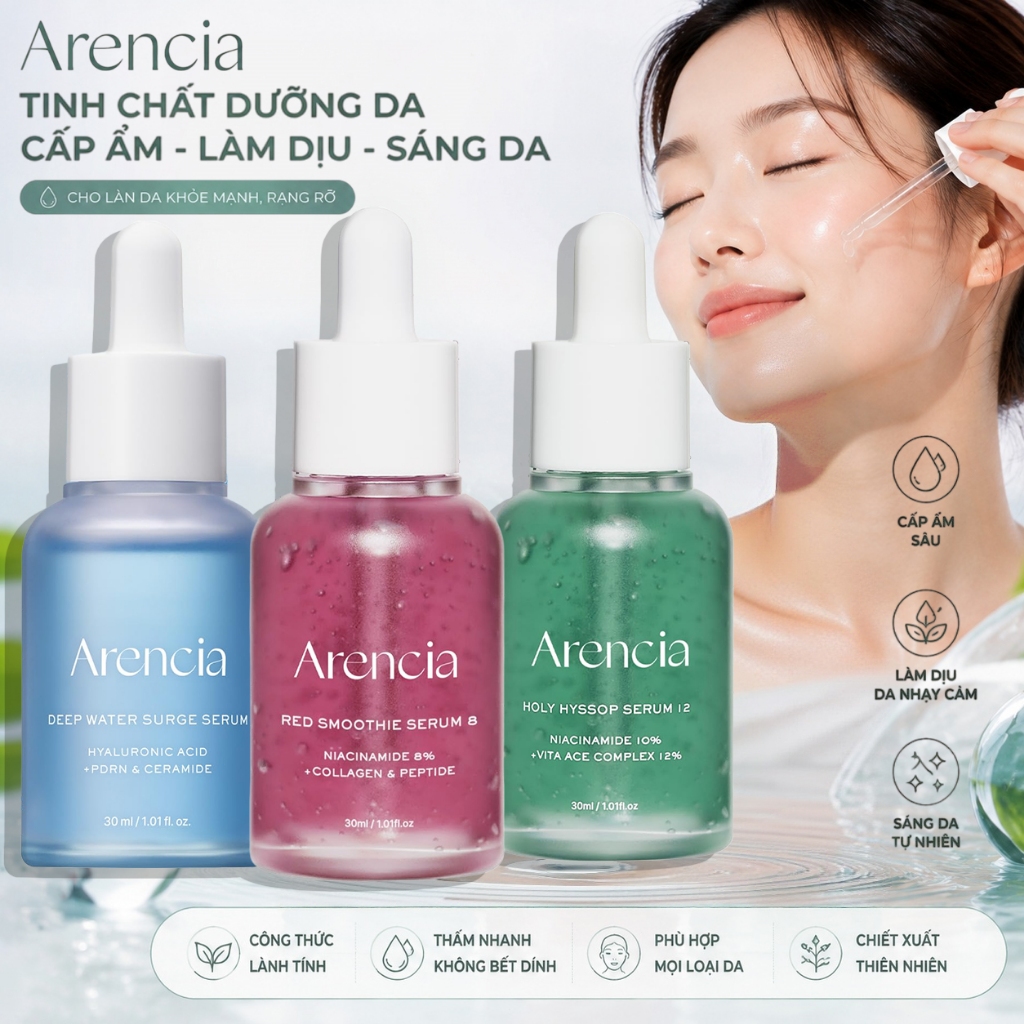 ARENCIA Red Smoothie Serum 8 30ml / Holy Hyssop Glow Serum 12 30ml / Deep Water Surge Serum 30ml
