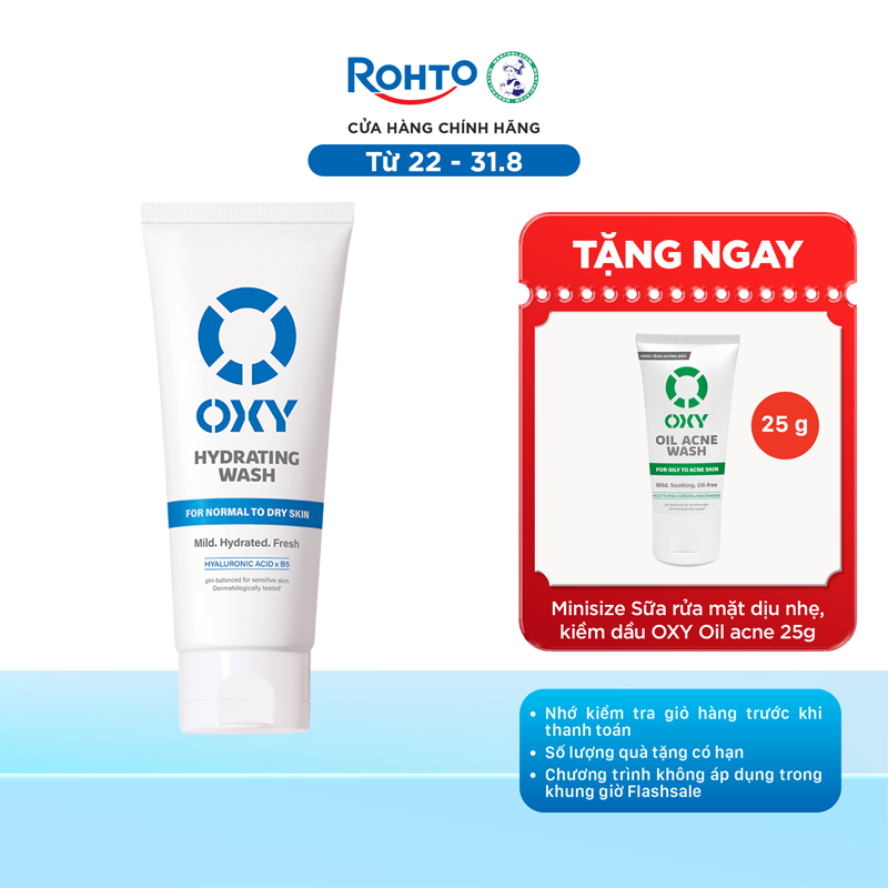 Sữa rửa mặt cho nam Oxy sạch dịu nhẹ, giảm khô căng dạng gel Oxy Hydrating Wash 100g