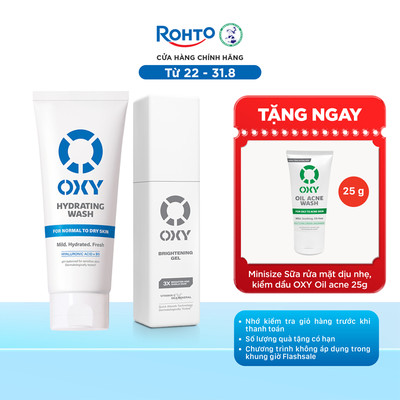 [VB] Combo làm sạch, cấp ẩm và làm sáng da Oxy: Sữa rửa mặt dưỡng ẩm Hydrating 100g + Gel dưỡng sáng da tối ưu 50ml
