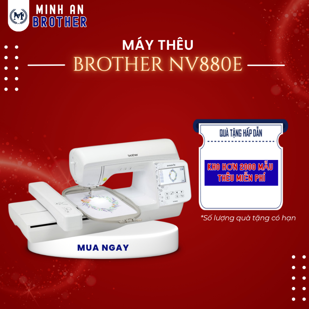 Máy Thêu Bàn Vi Tính Cao Cấp Brother NV880E Kết Nối Wifi, Màn hình LCD cảm ứng màu
