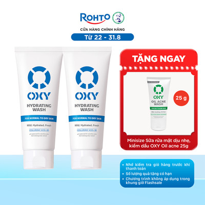 [VB] Combo 2 x Sữa rửa mặt cho nam Oxy sạch dịu nhẹ, giảm khô căng dạng gel Oxy Hydrating Wash 100g