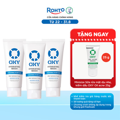COMBO 03 Sữa rửa mặt cho nam Oxy sạch dịu nhẹ,giảm khô căng Oxy Hydrating Wash (100gx3)