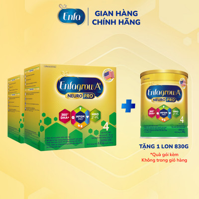 [KOL Live-Tặng 1 lon 830g]Bộ 2 hộp sữa bột Enfagrow A+ Neuropro 4 với DHA phát triển não bộ cho trẻ từ2–6 tuổi–2.2kg/hộp