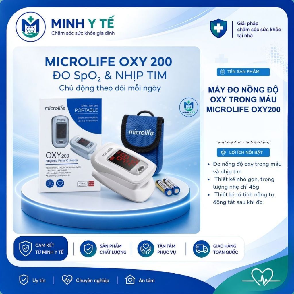 Máy đo nồng độ Oxy trong máu và nhịp tim Microlife OXY 200