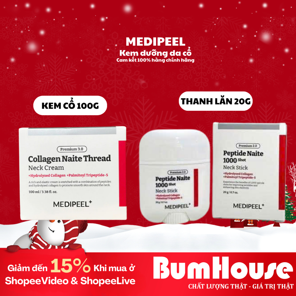 Kem Dưỡng Da Cổ MediPeel NAITE THREAD Neck Cream/ Peptide Naite 1000 Shot Neck Stick 20g 100ml