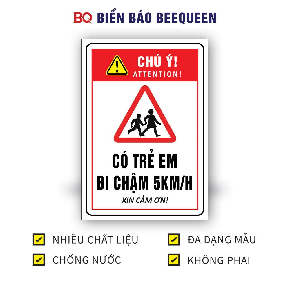 Biển báo ngoài trời CÓ TRẺ EM ĐI CHẬM 5KM/H H98