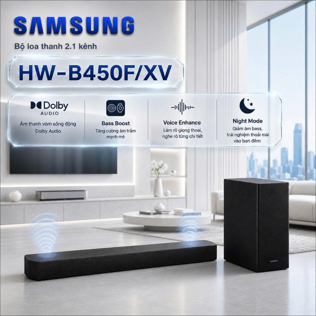 Loa thanh Samsung HW-B450F/XV 300W - Hệ thống loa 2.1