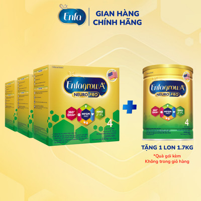 [KOL Live-Tặng 1 lon1.7kg]Bộ 3 hộp sữa bột Enfagrow A+ Neuropro 4 với DHA phát triển não bộ cho trẻ từ2–6 tuổi–2.2kg/hộp