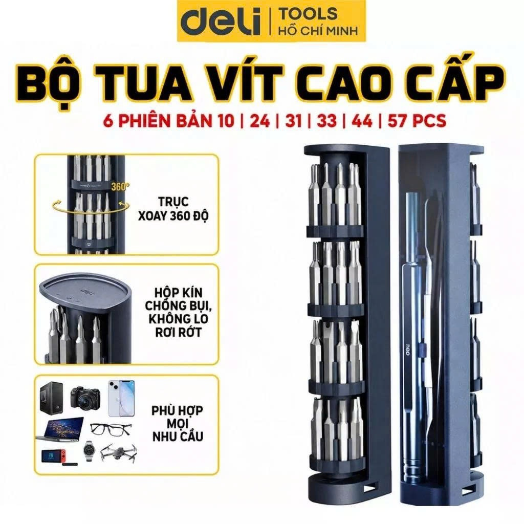 Bộ Tuốc Nơ Vít Đa Năng Deli, Bộ Tua Vít Tay Cầm Chống Trượt Sửa Chữa Deli Chính Hãng