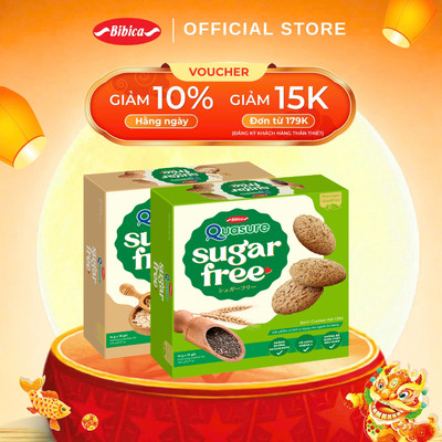 Combo Mix 2 Vị Bánh Ăn Kiêng Không Đường Quasure Sugar Free Bibica 240gr Bibica