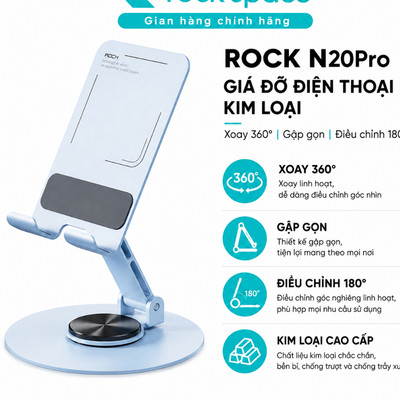 Giá đỡ điện thoại Rock N20Pro kim loại – xoay 360°gập gọn điều chỉnh 180°