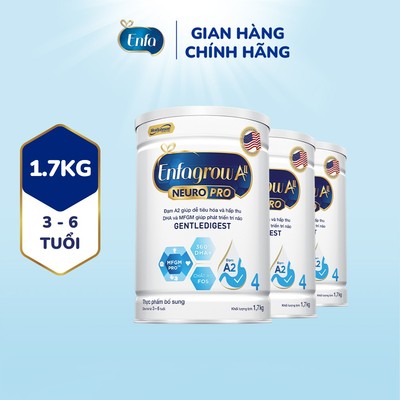 [KOL Live] Bộ 3 lon sữa bột Enfagrow A2 Neuropro 4 giúp dễ tiêu hóa, hấp thu cho trẻ 3-6 tuổi – 1.7kg/lon